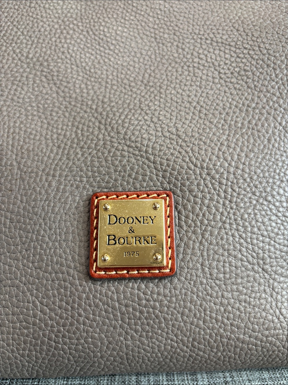Dooney & Bourke Taupe Leather Shoulder Bag with Brown Trim - Picture 2 of 6